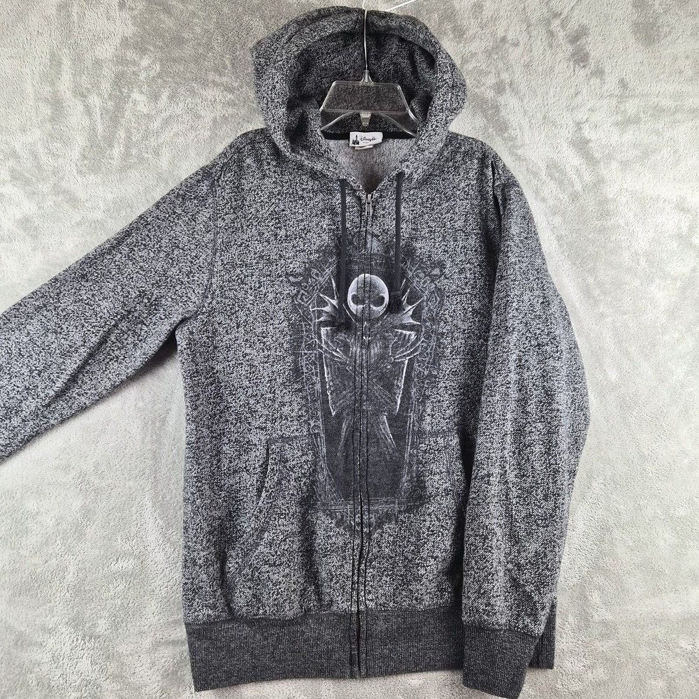 Disney Parks Jack Skellington Sweatshirt Jacket Medium Grey Full Zip Hoodie